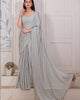 Grey Majestic Premium Satin Swarovski Work Saree