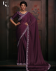 Wine Elegant Premium Satin Silk Swarovski Work Saree