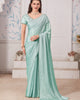 Sky Blue Majestic Premium Satin Swarovski Work Saree