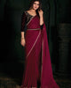 Maroon Radiant Georgette Silk Plain Handwork Border Saree