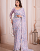 Lavender Radiant Premium Satin Floral Digital Printed Saree