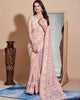 Peach Soft Georgette Thread Embroidered Work Saree