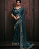 Teal Blue Radiant Premium Metallic Organza Stone Work Saree