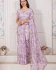 Lavender Radiant Premium Metallic Organza Floral Digital Printed Saree