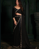 Black Latest Georgette Silk Plain Handwork Border Saree