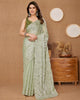 Light Green Designer Burberry Silk Sequence Embroidered Work Saree