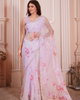 Lavender Effortless Premium Metallic Organza Floral Digital Printed Saree