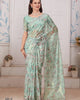 Sea Green Radiant Premium Metallic Organza Floral Digital Printed Saree