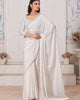 White Majestic Premium Satin Swarovski Work Saree