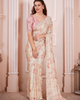 Peach Radiant Premium Satin Floral Digital Printed Saree