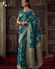 Teal Blue Pure Dola Silk Meenakari Weaving Traditional Saree