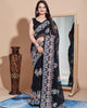 Black Soft Georgette Thread Embroidered Work Saree