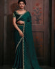 Teal Green Stunning Premium Satin Silk Swarovski Work Saree