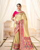 Beige Handloom Zari Weaving Traditional Saree