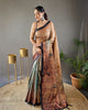 Beige satin cotton kalamkari digital printed saree