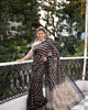 Black Elegant Tissue Silk Lehriya Printed Saree