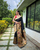 Black Classic Pure Paithani Traditional Border Zari Weaving Saree