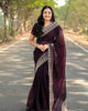 Black Designer Burberry Silk Heavy Thread Embroidered Saree