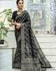 Black Tussar Silk Jamdani Weaving Zari Woven Saree