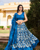 Blue Tussar Silk Floral Print Semi Stitched Lehenga Choli