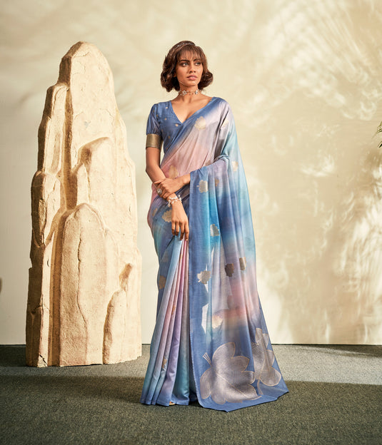 Blue Asopalav Silk Handloom Khadi Designer Saree