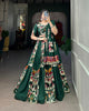 Bottle Green Rayon Printed Silk Fully Stitched Lehenga Choli