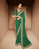 Bottle Green Heavy Georgette Traditional Printed Border Embroidered Saree