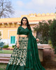 Bottle Green Tussar Silk Floral Print Semi Stitched Lehenga Choli