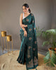 Bottle Green Silk Zari Based Embroidered Saree