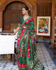 Dark Green Pure Silk Designer Patola Printed Traditional Saree