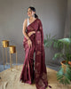 Dark Maroon Silk Zari Based Embroidered Saree