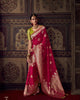 Dark Pink Pure Dola Silk Meenakari Weaving Traditional Saree