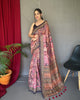 Dark Pink Pure Cotton Kashmiri Floral Print Saree