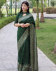 Green Elegant Handloom Raw Silk Rich Weaving Pallu Saree