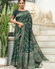 Green Tussar Silk Jamdani Weaving Zari Woven Saree