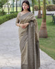 Grey Elegant Handloom Raw Silk Rich Weaving Pallu Saree