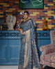 Grey Banarasi Raw Silk Zari Weaving Traditional Saree