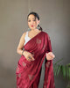 Maroon Silk Zari Based Embroidered Saree