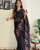 Black Latest Heavy Georgette Sequence Embroidered Work Saree