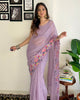 Lavender Latest Heavy Georgette Sequence Embroidered Work Saree