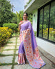 Lavender Classic Pure Paithani Traditional Border Zari Weaving Saree