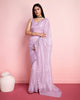 Lavender Twill Net Sequence Embroidered Work Saree