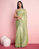 Light Green Twill Net Sequence Embroidered Work Saree