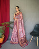 Light Pink Pure Cotton Kashmiri Floral Print Saree