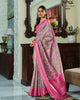 Light Purple Pure Handloom Kotha Silk Floral Printed Zari Weaving Saree