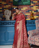 Maroon Banarasi Raw Silk Zari Weaving Traditional Saree