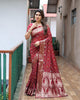 Maroon Premium Dola Silk Traditional Bandej Saree With Zari Weaving Border