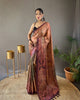 Maroon satin cotton kalamkari digital printed saree