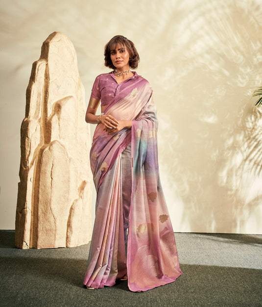 Mauve Asopalav Silk Handloom Khadi Designer Saree