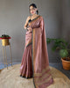 Mauve Soft Silk Zari Check Weaving Design Saree